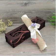 Hemp Design Scroll Wedding Invitation in a wood Box